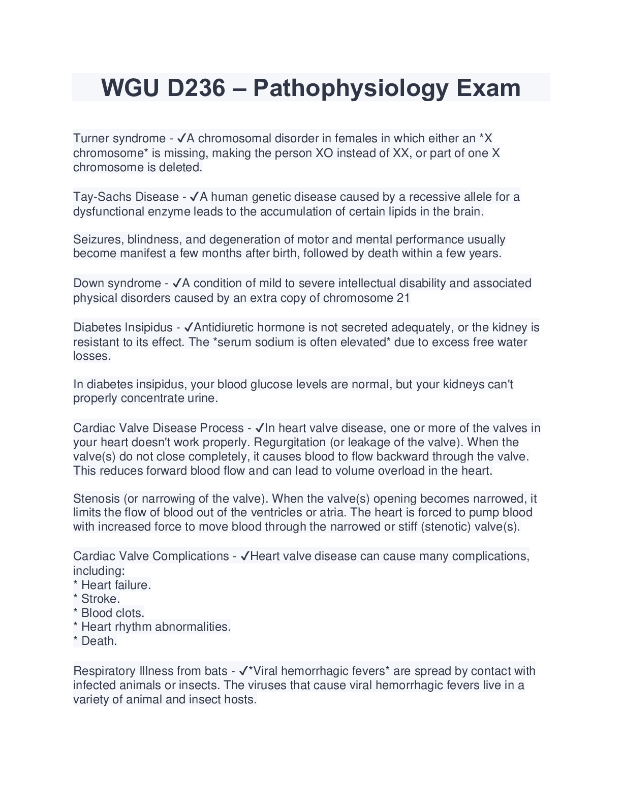 Preview image for WGU D236 – Pathophysiology Exam (Latest 2023/2024) Download to Score A